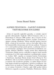 Alfred Tennyson – najveći pjesnik viktorijanske Engleske / Irena Stanić Rašin