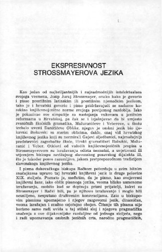 Ekspresivnost Strossmayerova jezika / Jasna Melvinger 