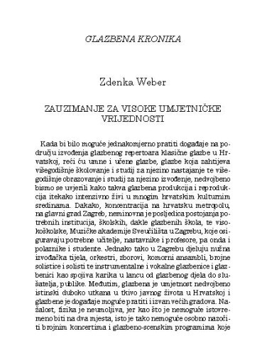 Glazbena kronika / Zdenka Weber