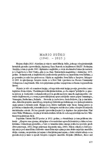 Mario Suško (1941. - 2025.) : [nekrolog] / Ratko Cvetnić