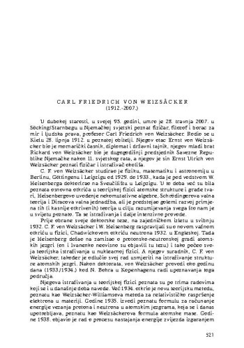 Carl Friedrich von Weizsäcker (1912.-2007.) : [nekrolog] / Ksenofont Ilakovac