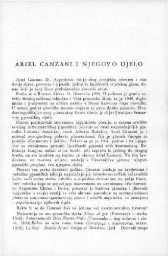 Ariel Canzani i njegovo djelo / G. Scotti
