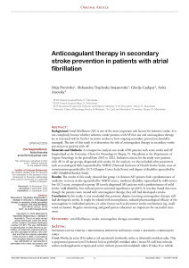 Anticoagulant therapy in secondary stroke prevention in patients with atrial fibrillation / Maja Petrovska, Aleksandra Trajcheska Stojanovska, Glorija Gashpar, Anita Arsovska