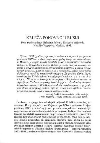 Krleža ponovno u Rusiji / [Nataša Govedić]