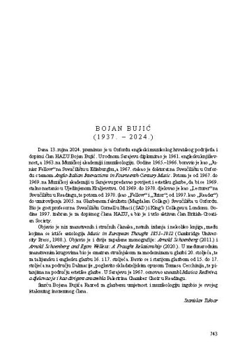 Bojan Bujić (1937. - 2024.) : [nekrolog] / Stanislav Tuksar