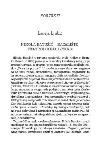 Nikola Batušić - kazalište, teatrologija i škola / Lucija Ljubić