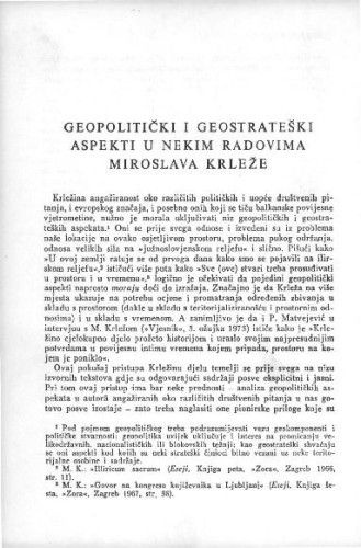 Geopolitički i geostrateški aspekti u nekim radovima Miroslava Krleže / R. Pavić