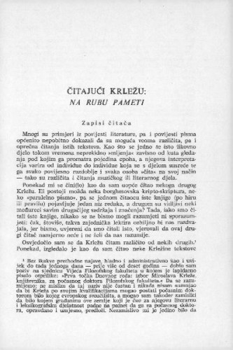 Čitajući Krležu : Na rubu pameti / Radovan Ivančević