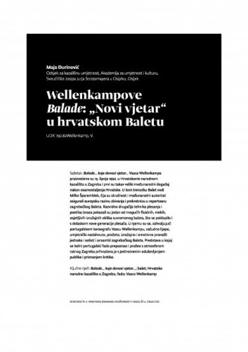 Wellenkampove Balade: „Novi vjetar“ u hrvatskom Baletu / Maja Đurinović