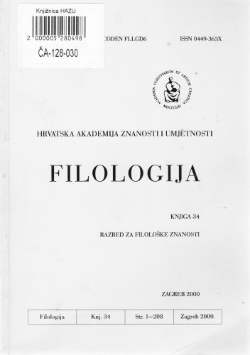 Knj. 34(2000) / glavni i odgovorni urednik Dalibor Brozović