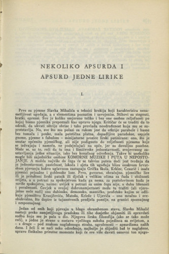 Nekoliko apsurda i apsurd jedne lirike / T. Ladan