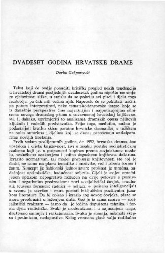 Dvadeset godina hrvatske drame / Darko Gašparović