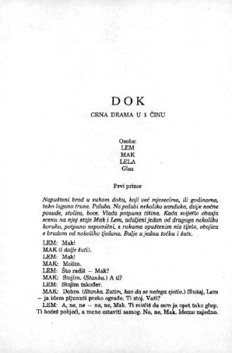 Dok : (crna drama u 1 činu) / Luko Paljetak 