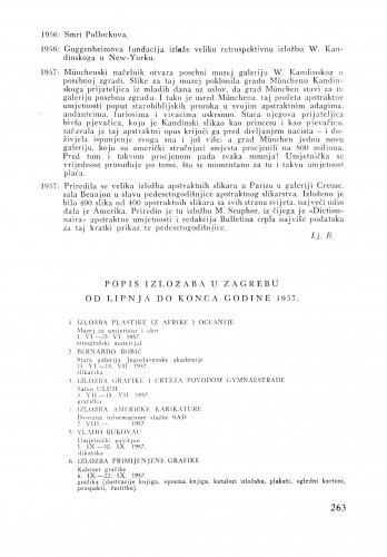 Popis izložaba u Zagrebu od lipnja do konca godine 1957.