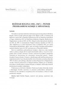 Božidar Rogina (1901.-1967.) - pionir prehrambene kemije u Hrvatskoj / Nenad Trinajstić