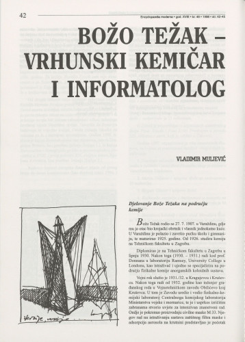 Božo Težak : vrhunski kemičar i informatolog / Vladimir Muljević