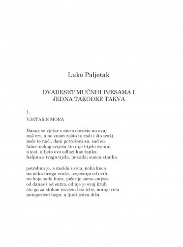 Dvadeset mučnih pjesama i jedna također takva / Luko Paljetak