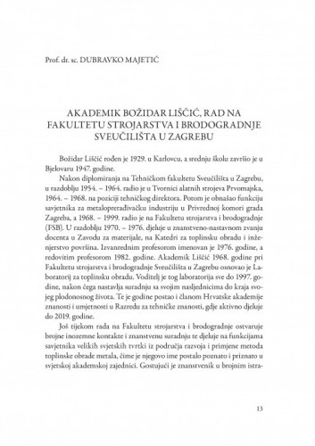 Akademik Božidar Liščić, rad na Fakultetu strojarstva i brodogradnje Sveučilišta u Zagrebu / Dubravko Majetić