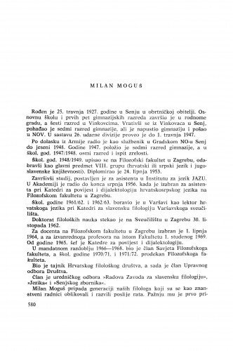 Milan Moguš : [biografije novih članova Akademije]