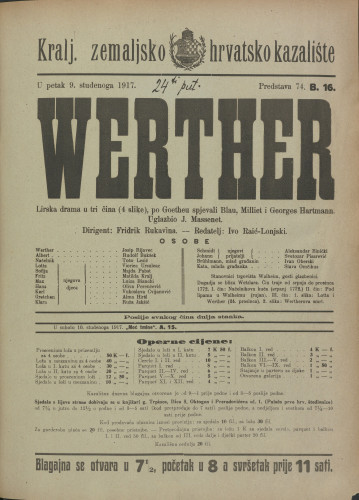 Werther : Lirska drama u tri čina (4 slike)