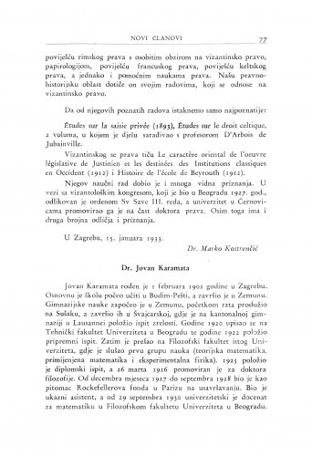 Dr. Jovan Karamata / V. Varićak