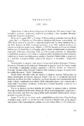 Frano Čale : (1927.-1993.) / Dubravko Jelčić