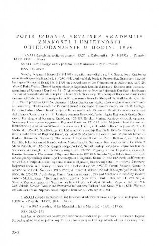 Popis izdanja Hrvatske akademije znanosti i umjetnosti objelodanjenih u godini 1996.