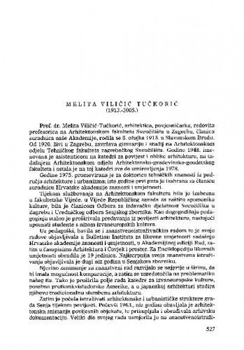 Melita Viličić-Tučkorić (1913.-2005.) : [nekrolog] / Ante Vulin
