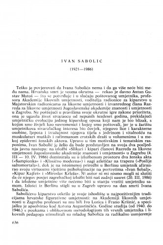 Ivan Sabolić (1921-1986) : [nekrolozi] / Vinko Zlamalik