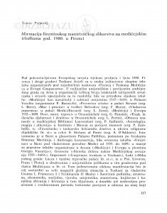 Afirmacija firentinskog manirističkog slikarstva na medičejskim izložbama god. 1980. u Firenzi / Kruno Prijatelj