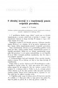 O obćenitoj inversiji te transformaciji pomoću reciprokih provodnica / J. S. Vaněček