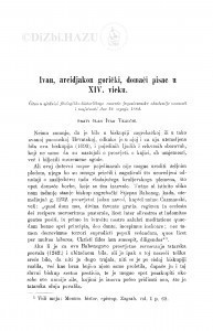 Ivan, arcidjakon gorički, domaći pisac u XIV. vieku / I. Tkalčić