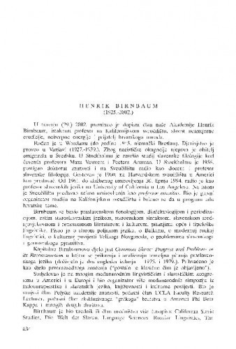 Henrik Birnbaum (1925.-2002.) : [in memoriam] / Anica Nazor