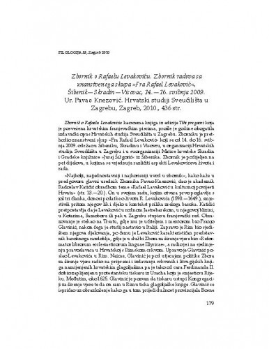 Zbornik o Rafaelu Levakoviću. Zbornik radova sa znanstvenoga skupa 