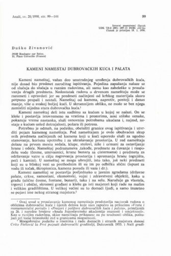 Kameni namještaj dubrovačkih kuća i palata / Duško Živanović