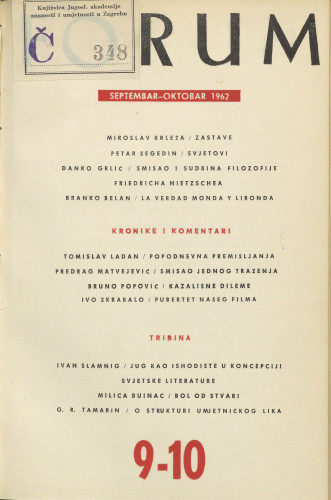 God. 1(1962), knj. 2, br. 9-10 / glavni i odgovorni urednik Marijan Matković