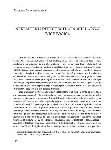 Neki aspekti intertekstualnosti u Juliji Ivice Ivanca / Kristina Peternai Andrić