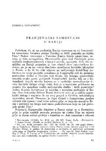 Franjevački samostani u Baniji / Đurđica Cvitanović