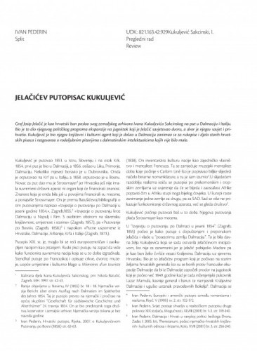 Jelačićev putopisac Kukuljević / Ivan Pederin