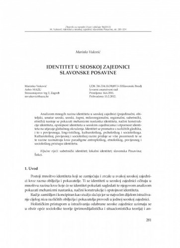 Identitet u seoskoj zajednici slavonske Posavine / Marinko Vuković