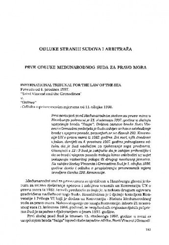 Prve odluke Međunarodnog suda za pravo mora : [komentar] / Marina Vokić-Žužul