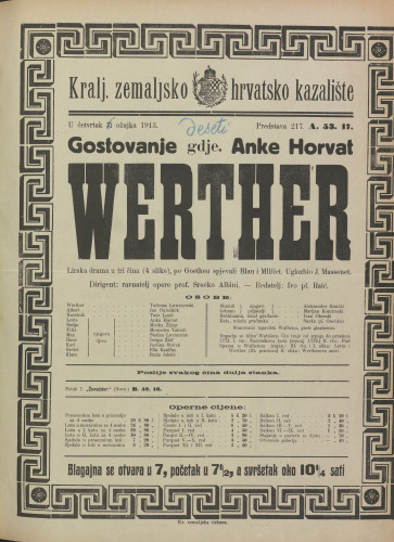 Werther : Lirska drama u tri čina (4 slike)