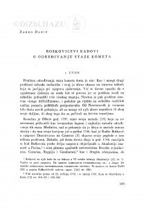Boškovićevi radovi o određivanju staze kometa = Bošković´s work on the determination of the orbits of cometes / Ž. Dadić