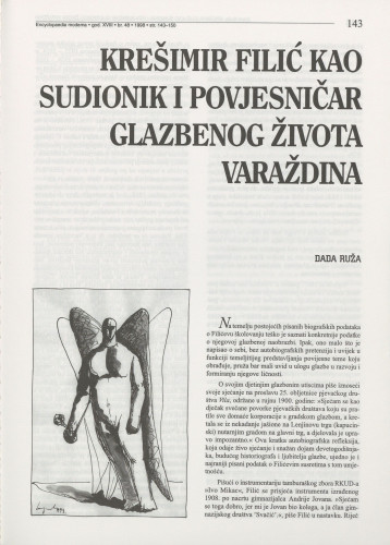 Krešimir Filić kao sudionik i povjesničar glazbenog života Varaždina / Dada Ruža