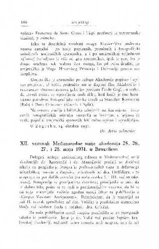 XII. sastanak Međunarodne unije akademija 25., 26., 27. i 28. maja 1931. u Bruxellesu / G. Manojlović
