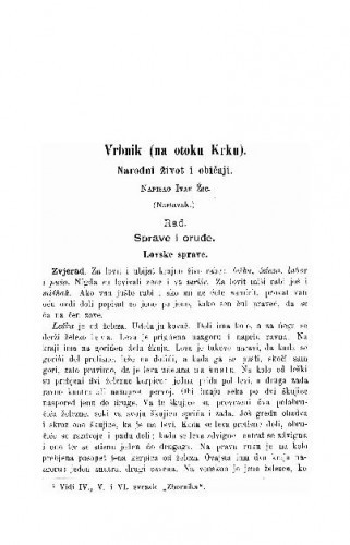 Vrbnik (na otoku Krku) : narodni život i običaji / I. Žic