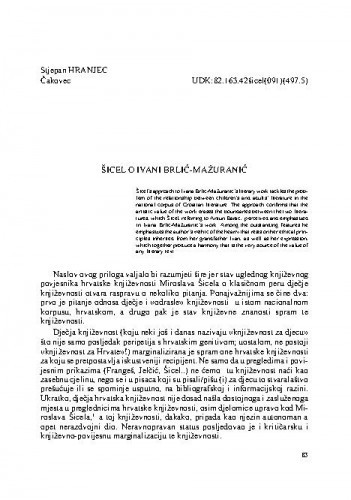 Šicel o Ivani Brlić-Mažuranić / Stjepan Hranjec