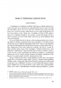 Baka u pjesmama Nikole Šopa / Ljerka Hofman