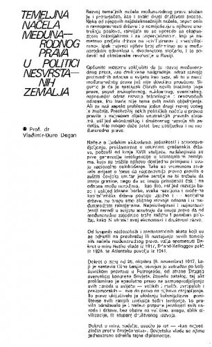 Temeljna načela međunarodnog prava u politici nesvrstanih zemalja / Vladimir-Đuro Degan