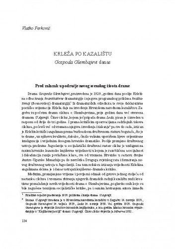 Krleža po kazalištu : Gospoda Glembajevi danas / Vlatko Perković